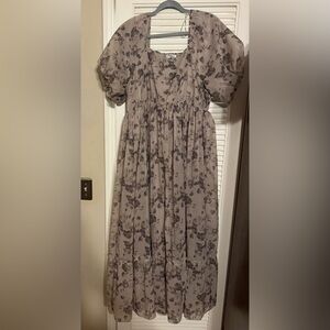 Maternity Floral Gray Maxi Dress